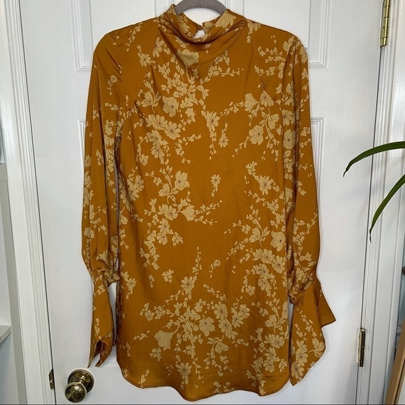 FREE People NWT Aries Mini Dress Golden Combo Gold Floral XS - Picture 3 of 10